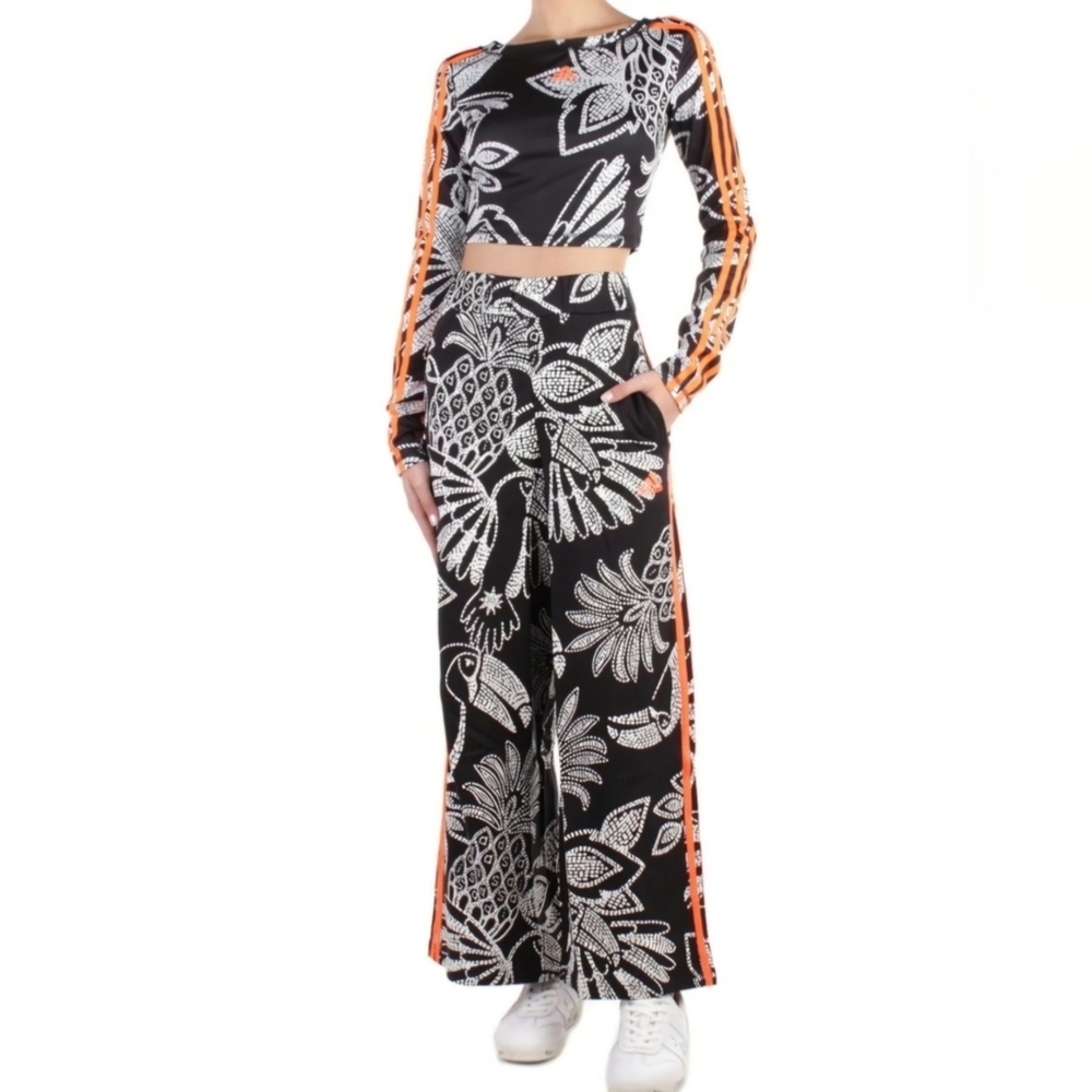 Limited Edition Farm Rio Adidas Black and Orange Floral Set